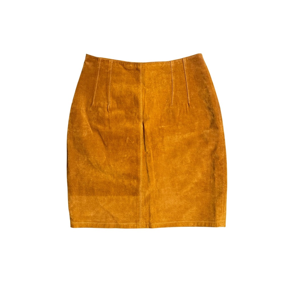 The Limited Vintage Camel Brown Suede Leather Mini Skirt